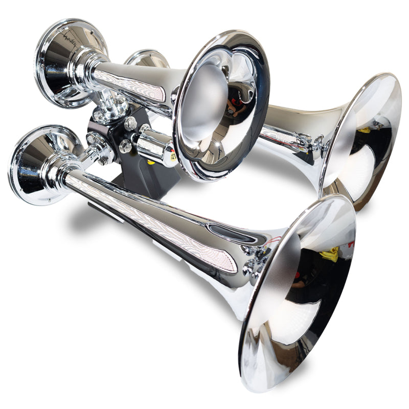 Kleinn Air Horns Kleinn Chrome Triple Horn/ 13.5In/11.75In/8.5In- Chrome-Plated High Impact ABS