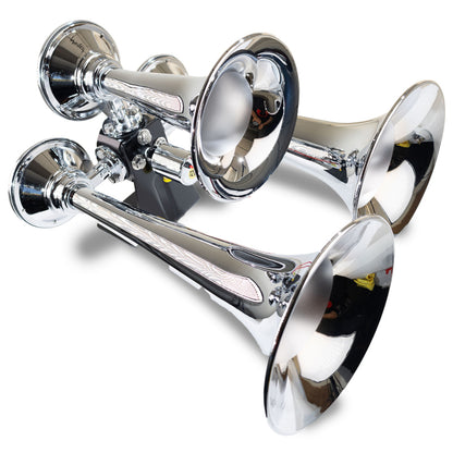 Kleinn Air Horns Kleinn Chrome Triple Horn/ 13.5In/11.75In/8.5In- Chrome-Plated High Impact ABS