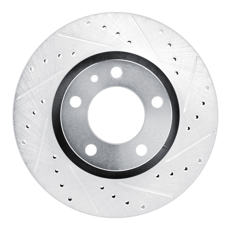 R1 Concepts R1 87-88 BMW M5 Front Right Drilled & Slotted Silver Brake Rotor