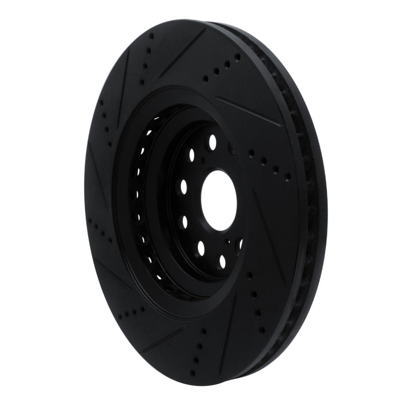 R1 Concepts R1 07-23 Lexus LS500 Right Front Drilled & Slotted Black Brake Rotor