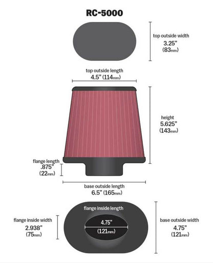 K&N Engineering K&N Universal Chrome Filter GM TPI Custom - Oval Flange