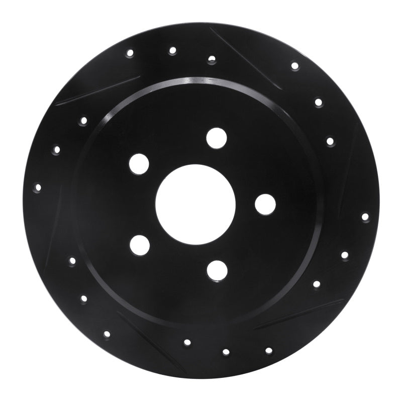 R1 Concepts R1 95-07 Chrysler CIRRUS Rear Right Drilled & Slotted Black Brake Rotor
