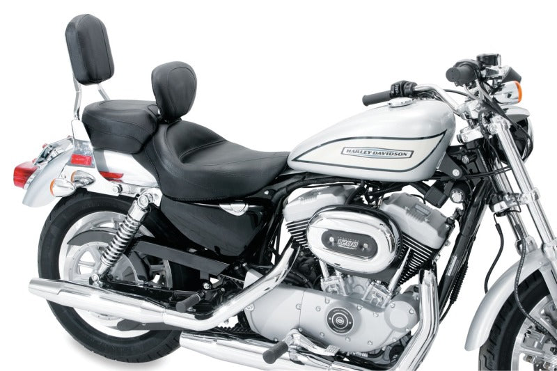 Mustang Motorcycle Mustang 04-21 Harley Sportster Wide Touring Solo Seat w/Driver Backrest - Black