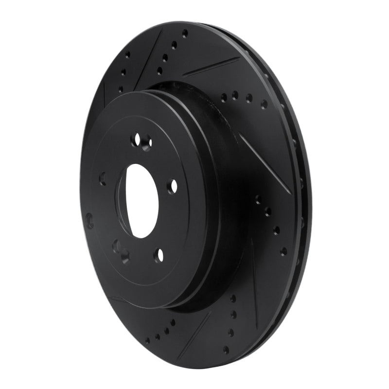 R1 Concepts R1 10-16 Hyundai Genesis Coupe Rear Left Drilled & Slotted Black Brake Rotor