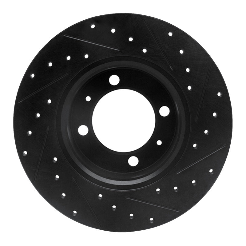 R1 Concepts R1 81-87 Saab 900 Front Left Drilled & Slotted Black Brake Rotor