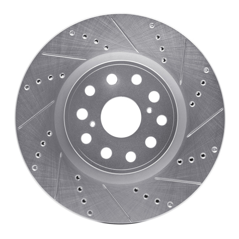 R1 Concepts R1 07-23 Lexus LS460 Front Right Drilled & Slotted Silver Brake Rotor