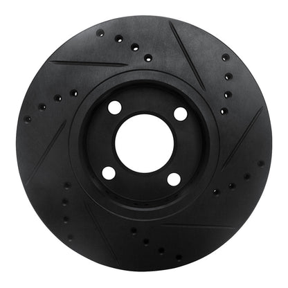 R1 Concepts R1 90-91 Audi 90 Quattro Front Left Drilled & Slotted Black Brake Rotor