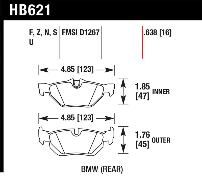 Hawk Performance Hawk 08-11 BMW 128i / 10 BMW 323i / 07-11 BMW 328i / 07-11 BMW 328XI HT-10 Race Rear Brake Pads
