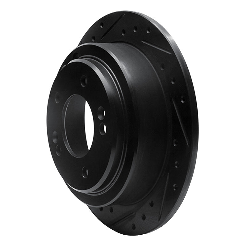 R1 Concepts R1 04-06 Kia AMANTI Rear Left Drilled & Slotted Black Brake Rotor