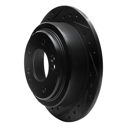 R1 Concepts R1 04-06 Kia AMANTI Rear Left Drilled & Slotted Black Brake Rotor