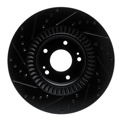 R1 Concepts R1 13-20 Hyundai Santa Fe XL Front Right Drilled & Slotted Black Brake Rotor
