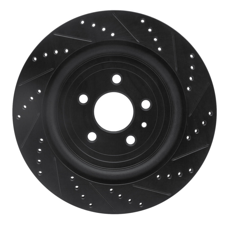 R1 Concepts R1 13-19 Ford Police Interceptor Sedan Rear Left Drilled & Slotted Black Brake Rotor