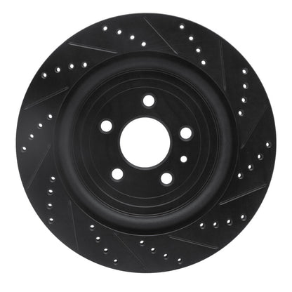 R1 Concepts R1 13-19 Ford Police Interceptor Sedan Rear Left Drilled & Slotted Black Brake Rotor
