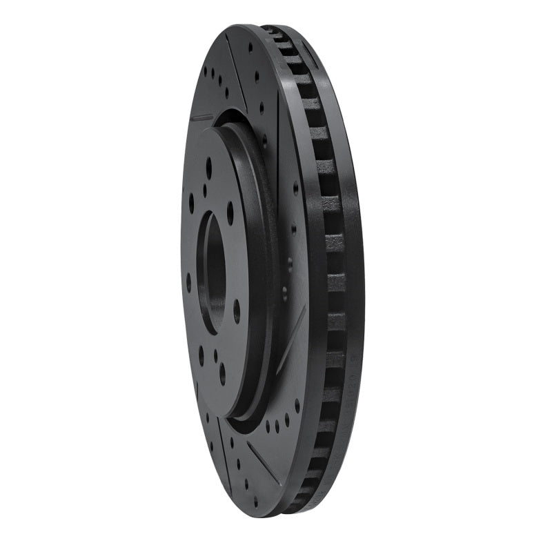 R1 Concepts R1 10-14 Ford F-150 RWD Front Right Drilled & Slotted Black Brake Rotor