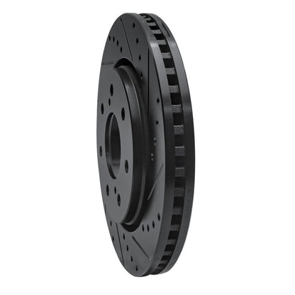 R1 Concepts R1 10-14 Ford F-150 RWD Front Right Drilled & Slotted Black Brake Rotor