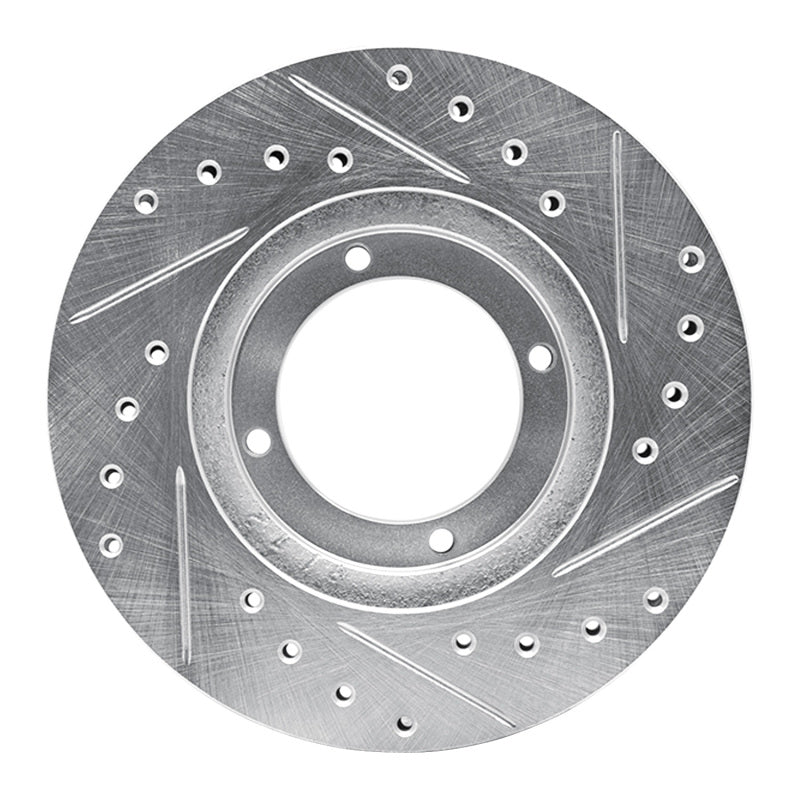 R1 Concepts R1 87-99 Hyundai Accent Front Left Drilled & Slotted Silver Brake Rotor