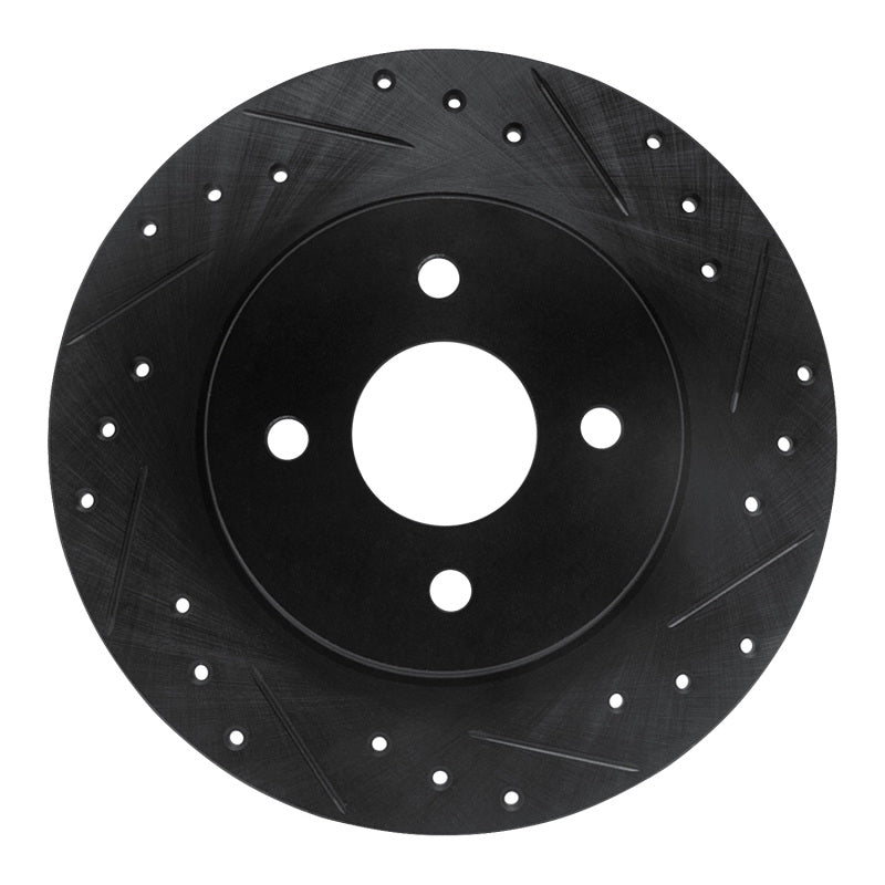 R1 Concepts R1 02-04 Ford Focus Rear Right Drilled & Slotted Black Brake Rotor