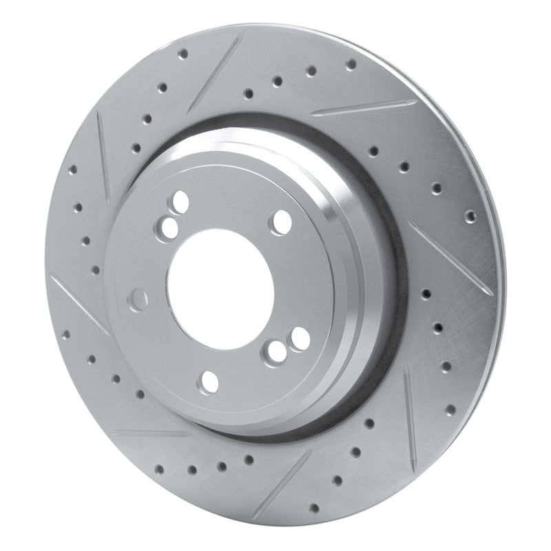R1 Concepts R1 00-06 BMW M5 Rear Left Drilled & Slotted Silver Brake Rotor
