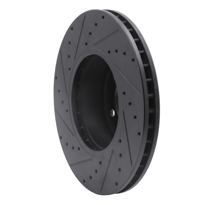 R1 Concepts R1 04-10 BMW 528I xDrive Front Right Drilled & Slotted Black Brake Rotor