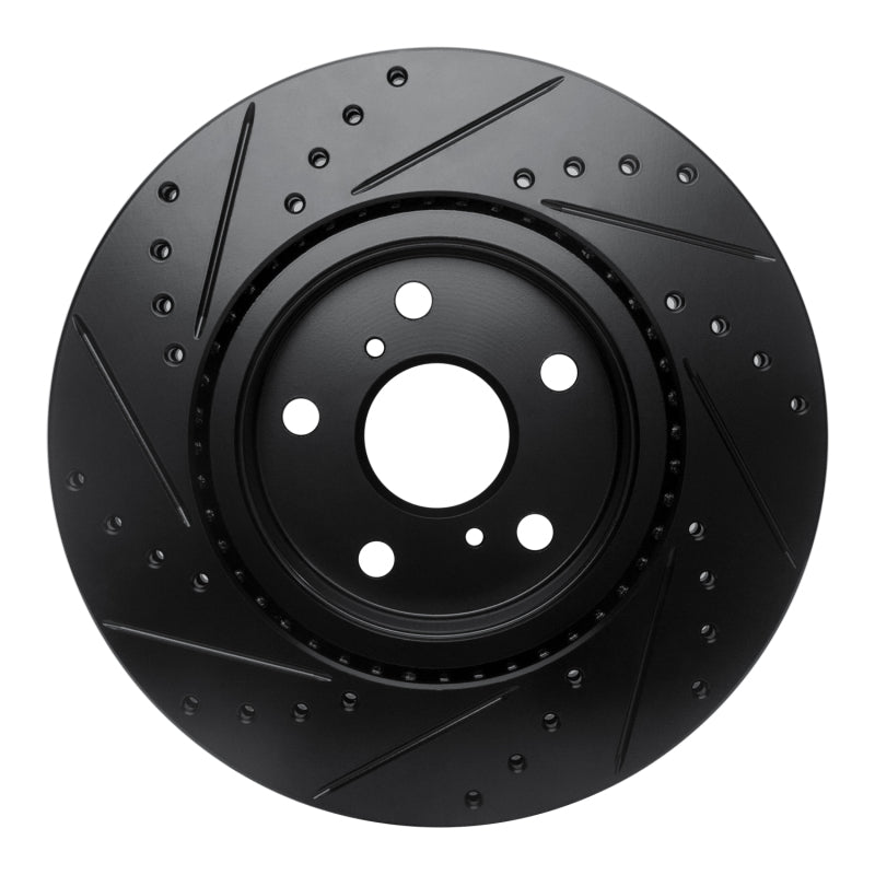 R1 Concepts R1 86-92 Toyota Supra Front Right Drilled & Slotted Black Brake Rotor
