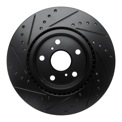 R1 Concepts R1 86-92 Toyota Supra Front Right Drilled & Slotted Black Brake Rotor