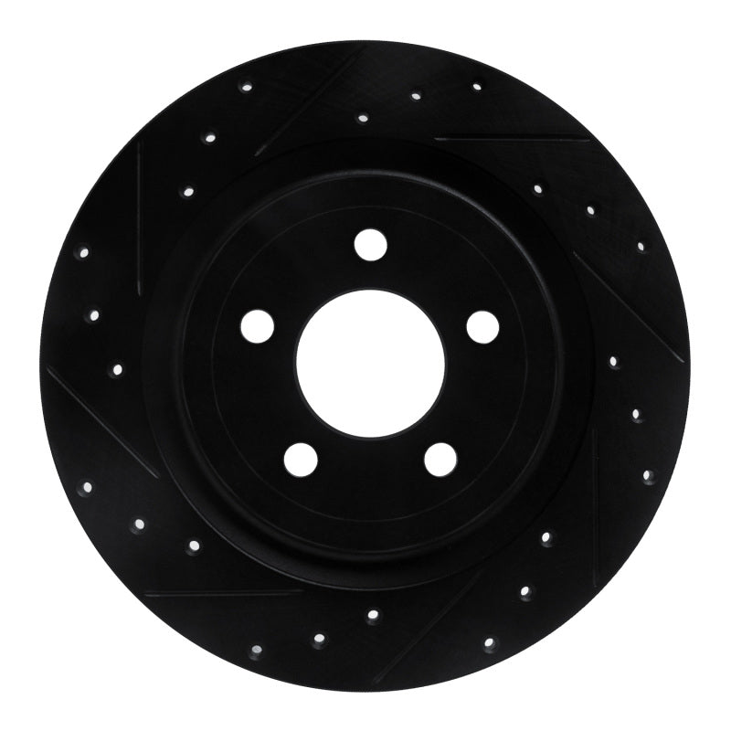 R1 Concepts R1 20-25 Ford Mustang Rear Left Drilled & Slotted Black Brake Rotor