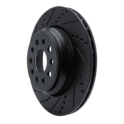 R1 Concepts R1 14-16 Maserati Ghibli Rear Left Drilled & Slotted Black Brake Rotor