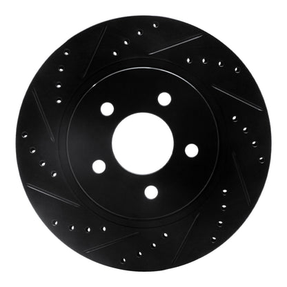 R1 Concepts R1 05-14 Ford Mustang Rear Left Drilled & Slotted Black Brake Rotor