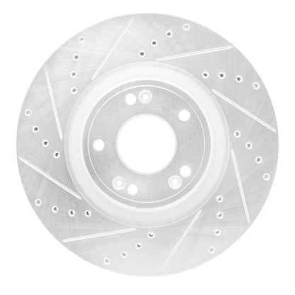 R1 Concepts R1 09-14 Hyundai Genesis Sedan Front Left Drilled & Slotted Silver Brake Rotor