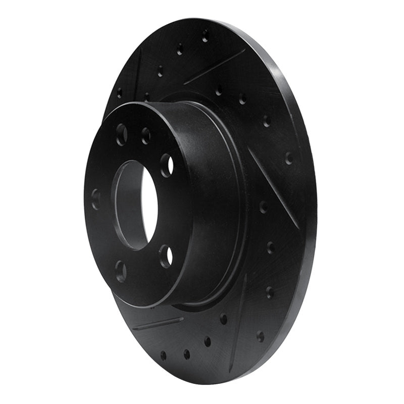 R1 Concepts R1 91-95 Alfa Romeo 164 Rear Left Drilled & Slotted Black Brake Rotor