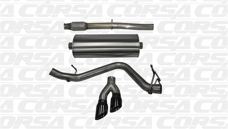 CORSA Performance Corsa 14-19 GMC Sierra/Chevy Silv 1500 Crew Cab/Std. Bed 5.3L V8 Black Sport Single Side CB Exhaust