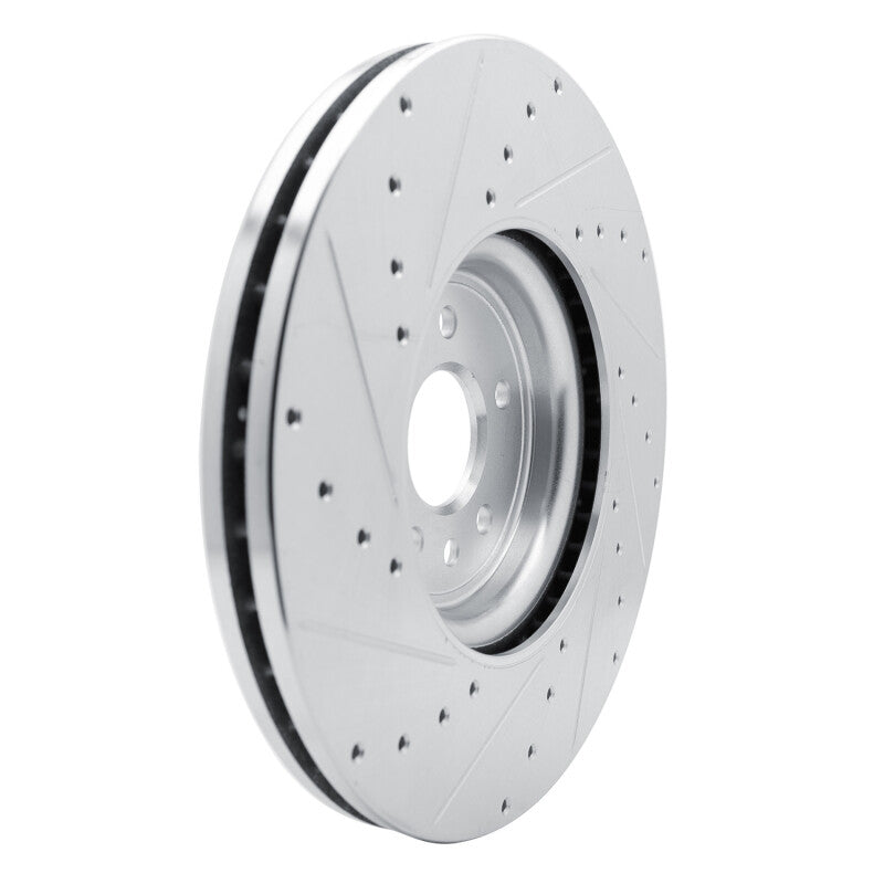 R1 Concepts R1 16-24 Jaguar XF Front Right Drilled & Slotted Silver Brake Rotor