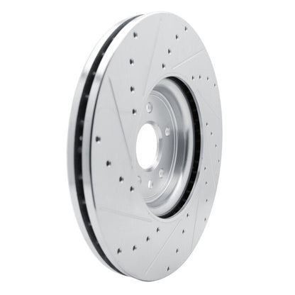 R1 Concepts R1 16-24 Jaguar XF Front Right Drilled & Slotted Silver Brake Rotor