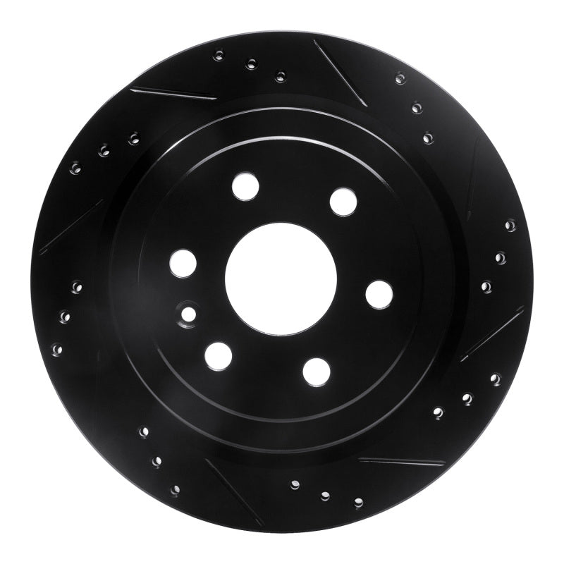 R1 Concepts R1 10-16 Cadillac SRX Rear Right Drilled & Slotted Black Brake Rotor