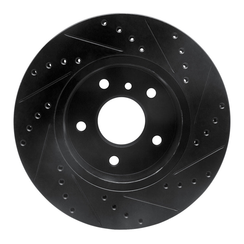 R1 Concepts R1 94-02 Land Rover Range Rover Front Left Drilled & Slotted Black Brake Rotor