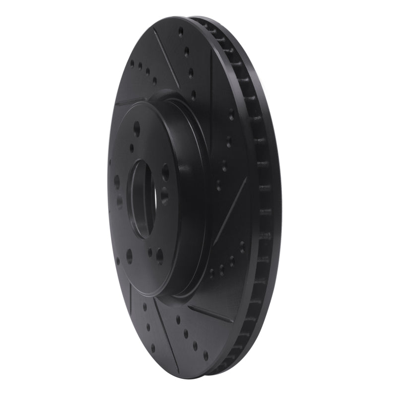 R1 Concepts R1 13-22 Honda Accord Coupe Front Right Drilled & Slotted Black Brake Rotor