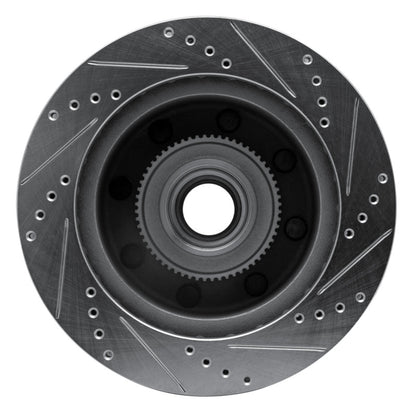 R1 Concepts R1 99-02 Ford Excursion Front Left Drilled & Slotted Silver Brake Rotor