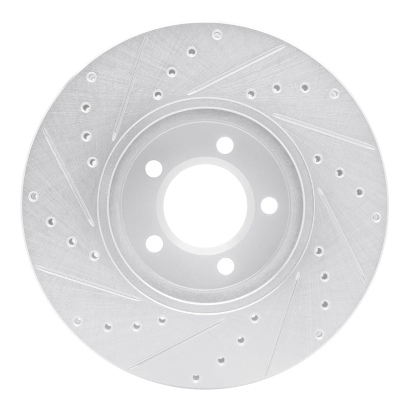 R1 Concepts R1 00-06 Ford Thunderbird Front Right Drilled & Slotted Silver Brake Rotor