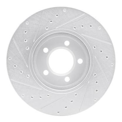 R1 Concepts R1 00-06 Ford Thunderbird Front Right Drilled & Slotted Silver Brake Rotor