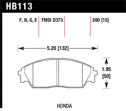 Hawk Performance Hawk Honda/ Acura 88-91 Civic Wagon/90-91CRX Si/ 88-90 Prelude S HPS Street Front Brake Pads