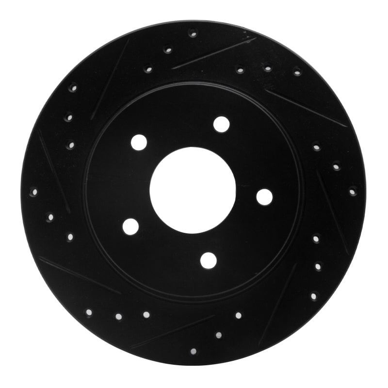 R1 Concepts R1 87-89 Nissan 300ZX Turbo Rear Left Drilled & Slotted Black Brake Rotor