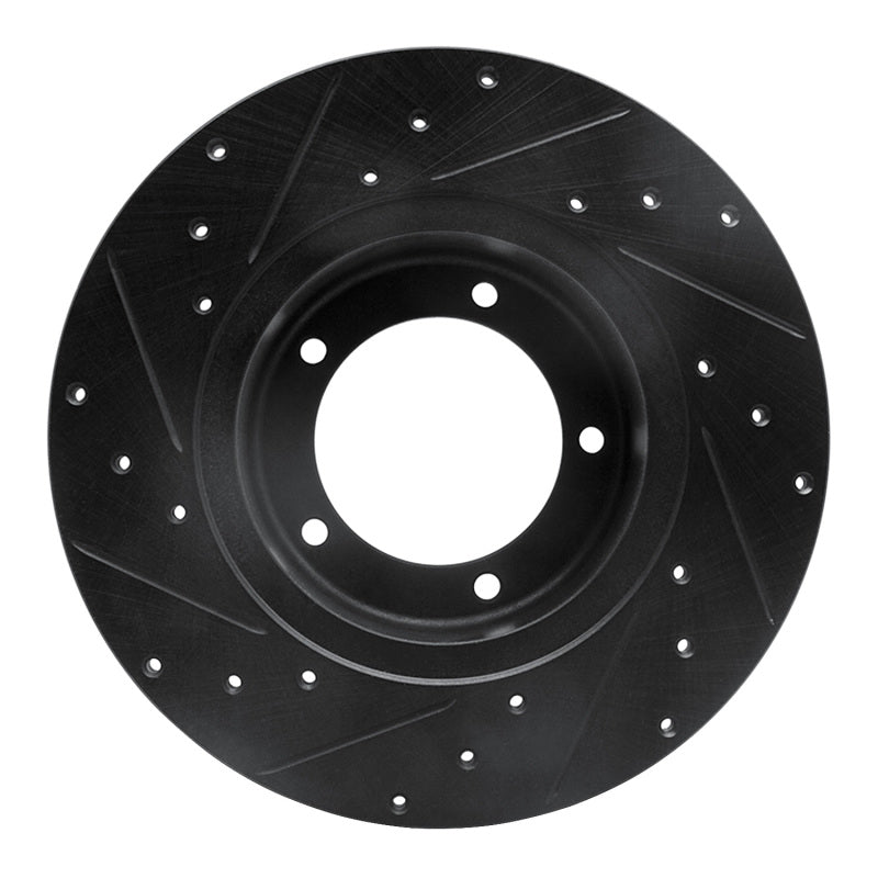 R1 Concepts R1 74-99 Land Rover Defender 110 Front Right Drilled & Slotted Black Brake Rotor