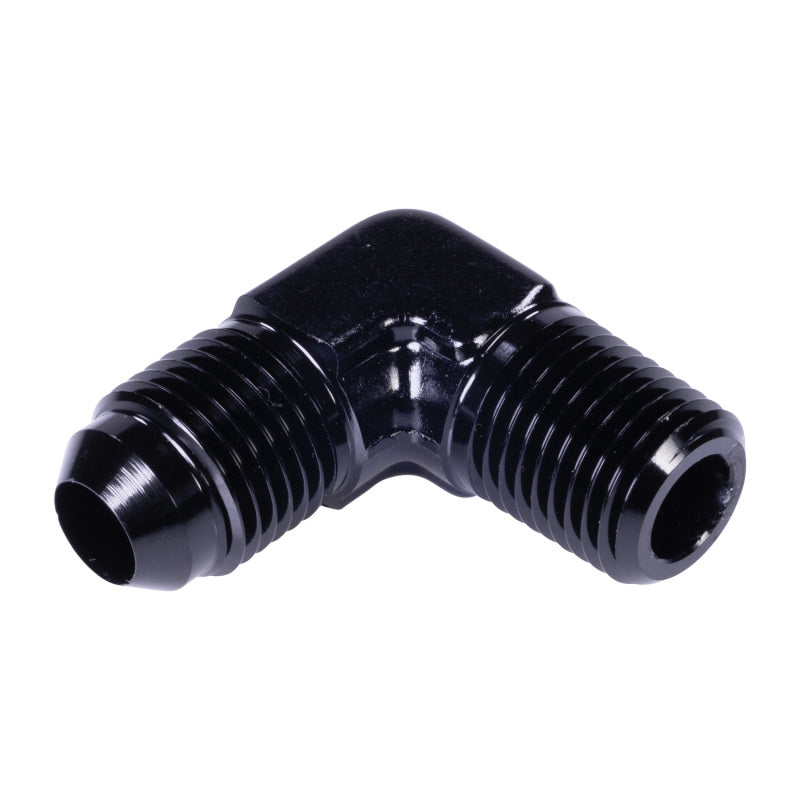 Russell Performance -6 AN to 1/4in NPT 90 Degree Flare to Pipe Adapter (Black)