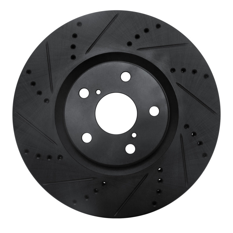 R1 Concepts R1 93-98 Toyota Supra Right Front Drilled & Slotted Black Brake Rotor