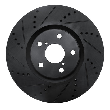 R1 Concepts R1 93-98 Toyota Supra Right Front Drilled & Slotted Black Brake Rotor