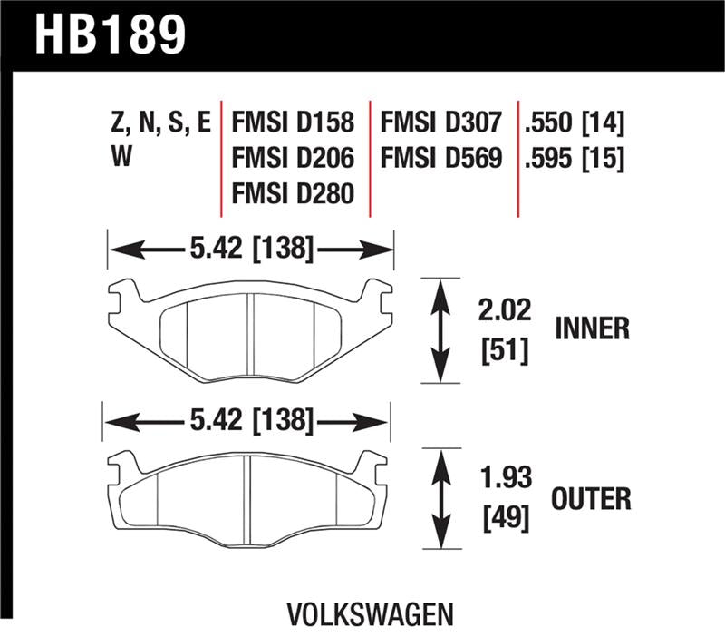 Hawk Performance Hawk Blue 9012 Brake Pads Volkswagen