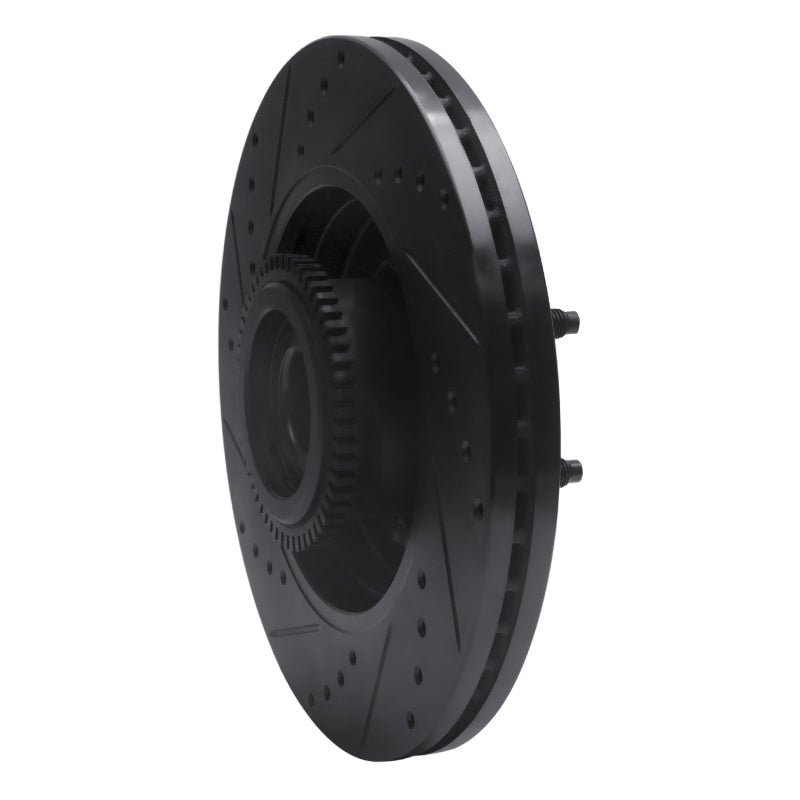R1 Concepts R1 04-08 Ford F-150 RWD Front Right Drilled & Slotted Black Brake Rotor