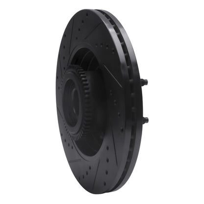 R1 Concepts R1 04-08 Ford F-150 RWD Front Right Drilled & Slotted Black Brake Rotor