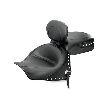 Mustang Motorcycle Mustang 03-08 Kawasaki Vulcan 1600 Classic,05-08 Nomad Tour 2PC Seat w/Driver Backrest Studs - Black