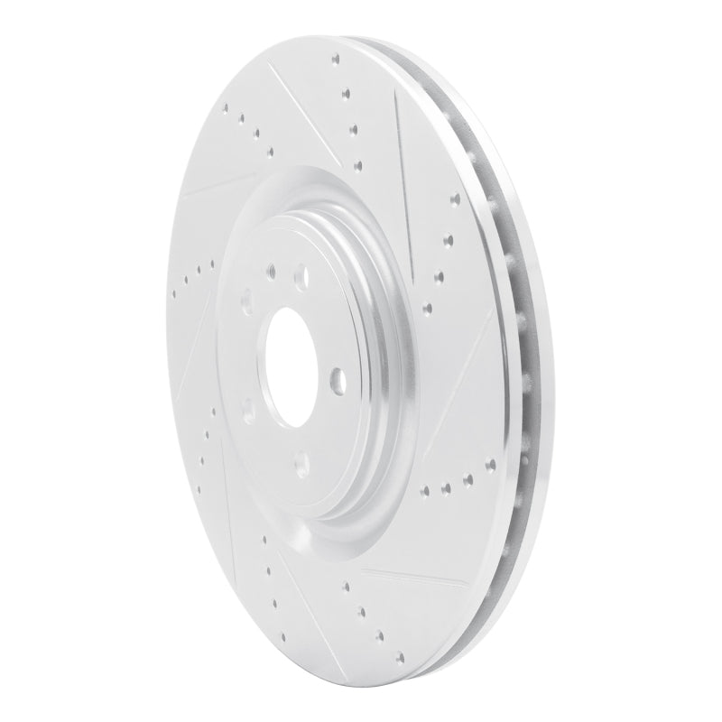 R1 Concepts R1 13-14 Ford Mustang Front Right Drilled & Slotted Silver Brake Rotor